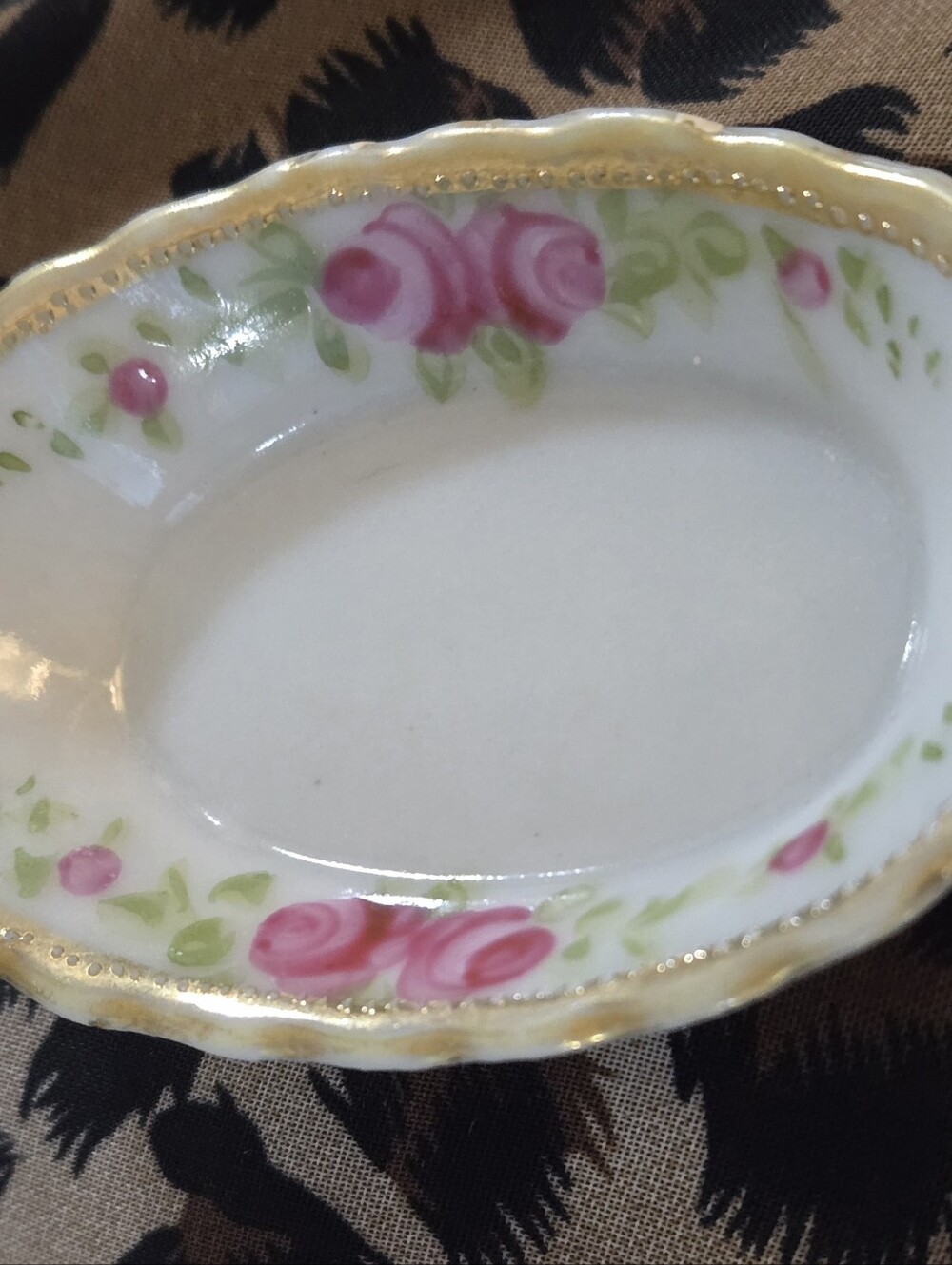 VTG Nippon Butter Pats Oval 5 Pink Roses Salt Dishes Hospitality Hosting Dinner
